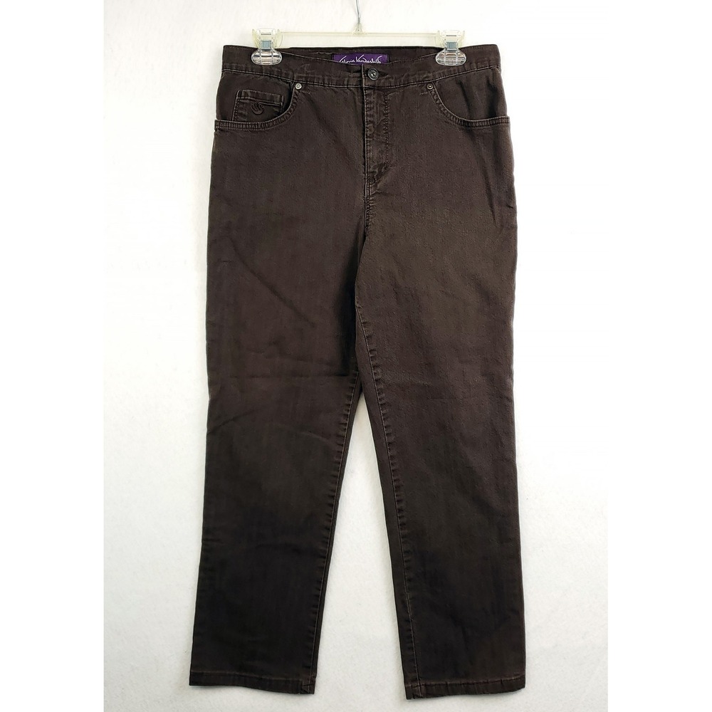 Gloria Vanderbilt Jeans Brown Straight Embellished Back Pocket Women's Size 10P